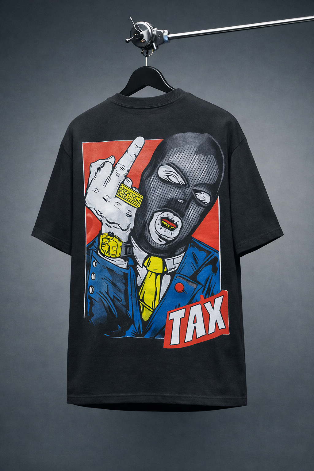 TAX Oversized Heavyweight T-Shirt — Washed Black | Grey Sky