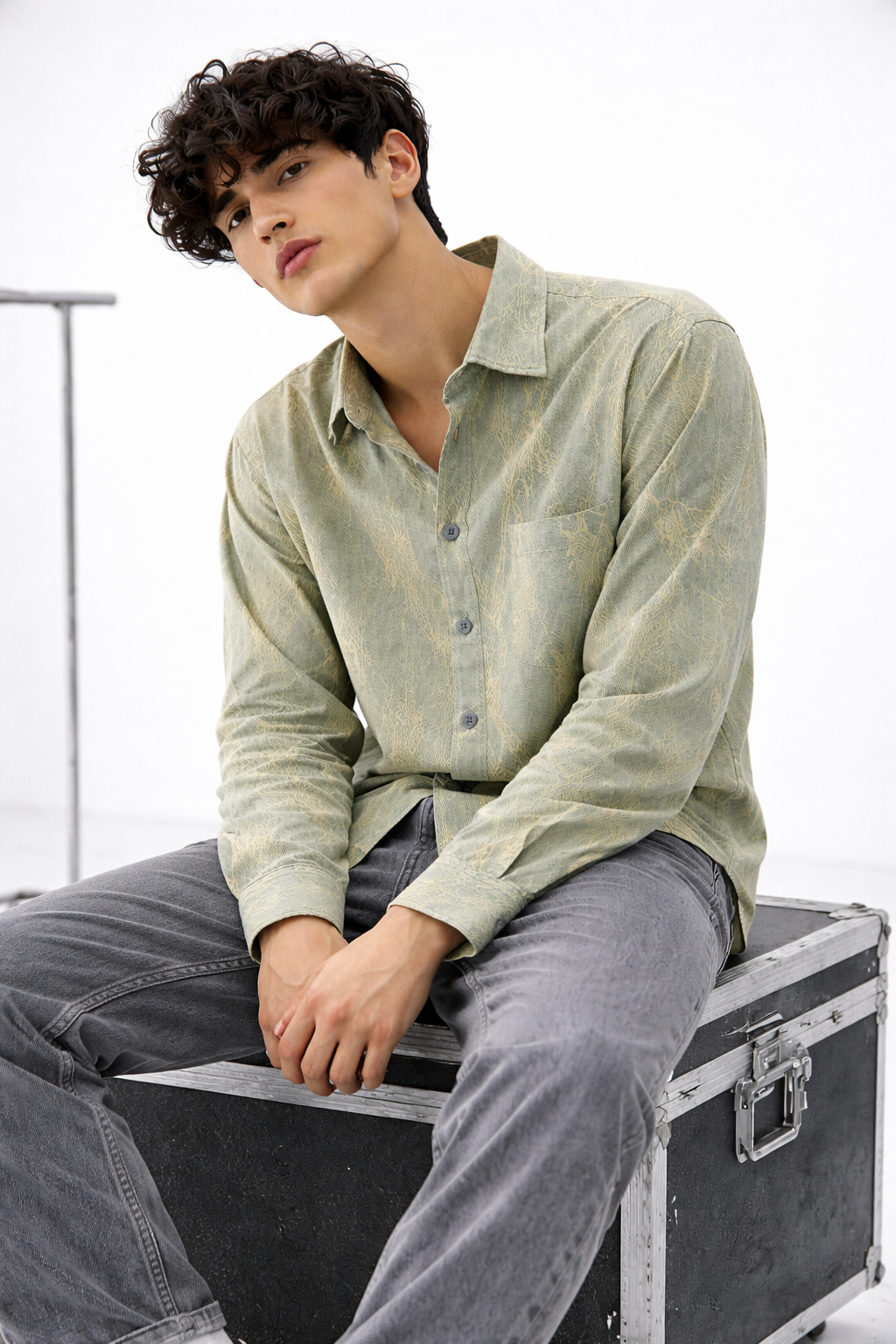 CORTEX Net-Texture Overshirt — Terrain Sage | Grey Sky