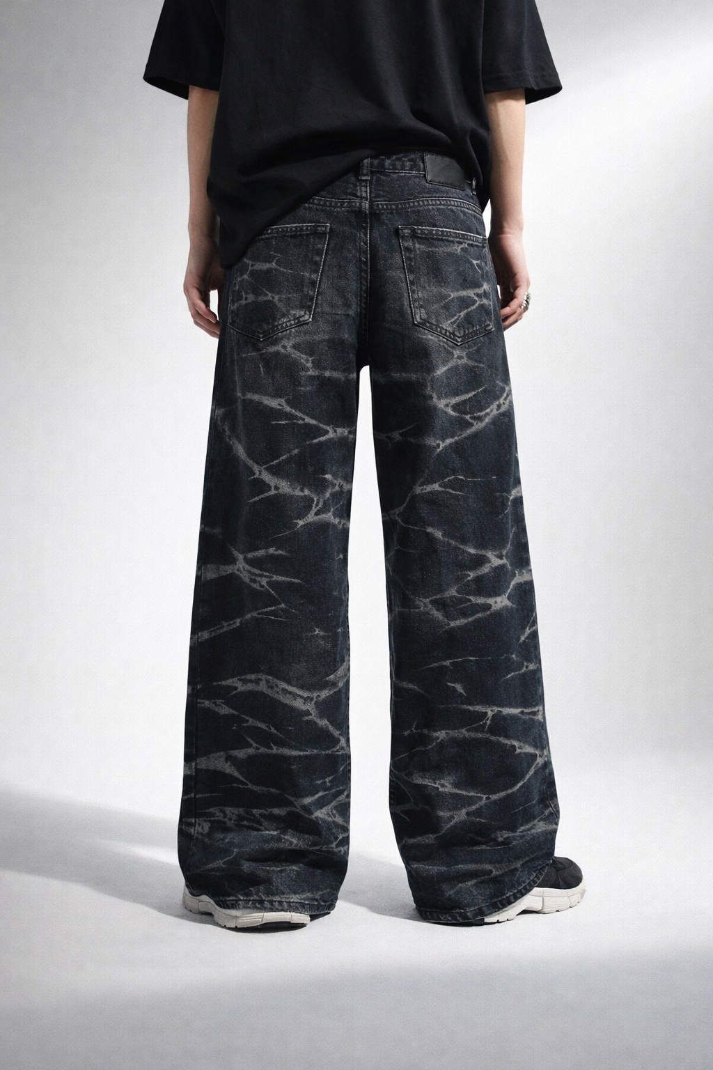 black acid-wash jeans 